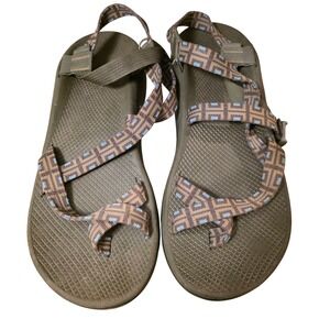 Chaco Z2 Classic Mens Sandals Size 14 Brown Blue Geometric Straps Toe Loop